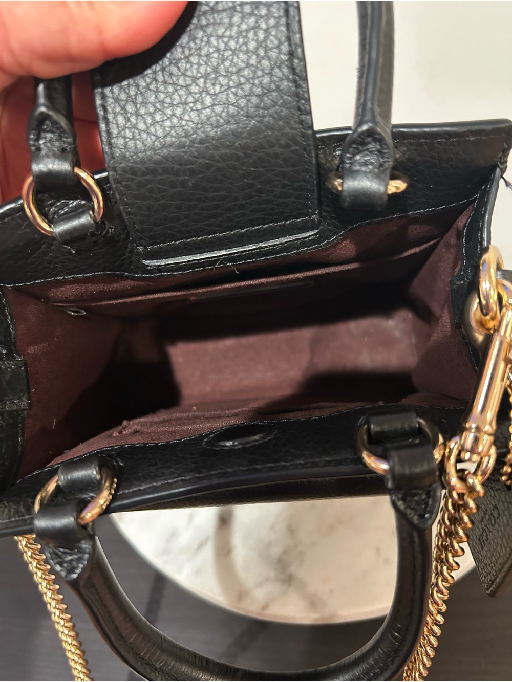 Coach Mini Pepper Crossbody in Signature Canvas with a black pebbled leather - Picture 5 of 12
